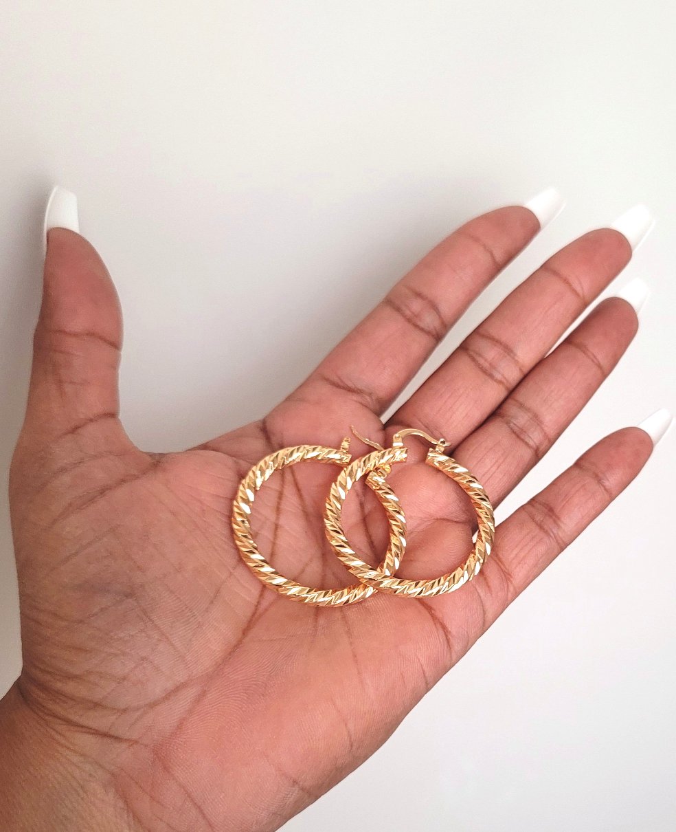 Engraved gold Hoops