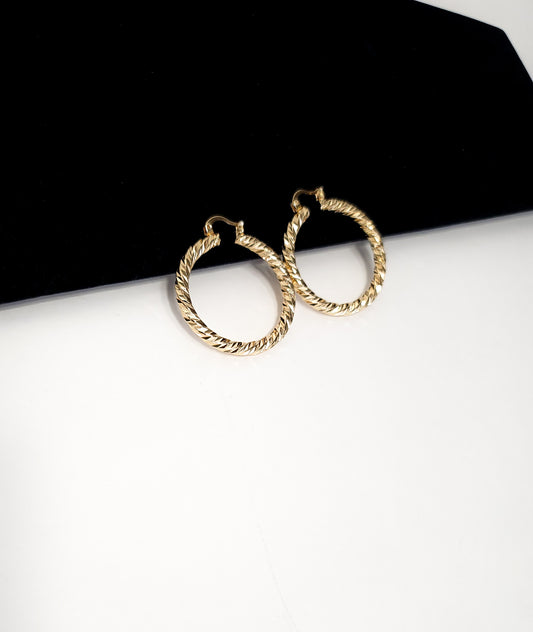 Engraved gold Hoops